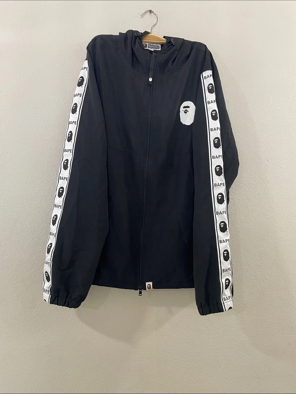 A Bathing Ape BAPE Men's Black Hooded Zip Windbreaker